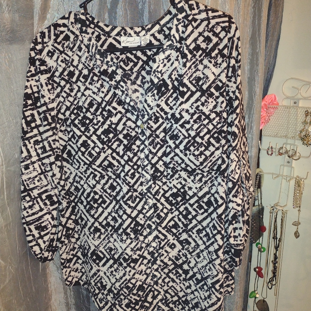Black and white blouse